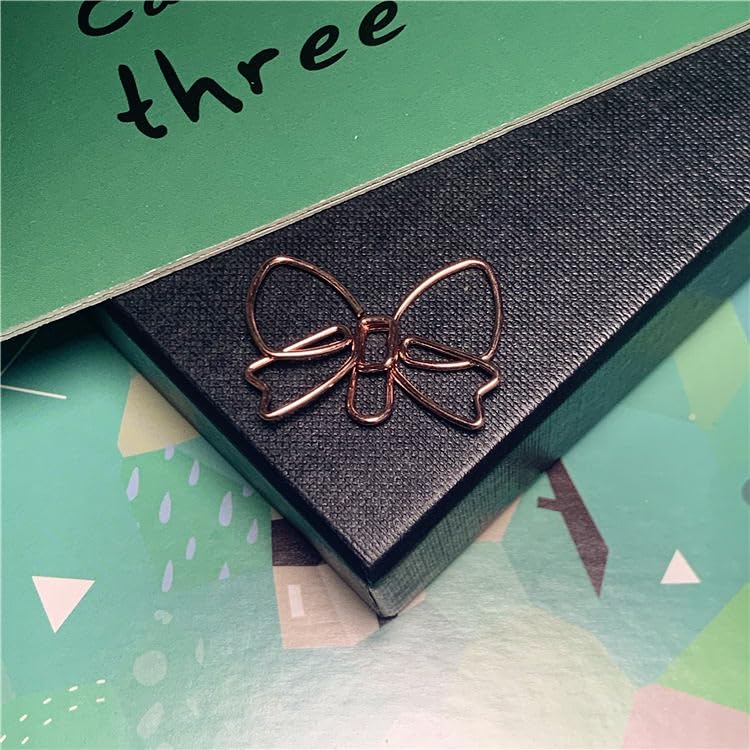 OWLFAVO Bowknot Shape 40pcs Paper Clips with Clear Box, Rose Gold and Yellow Gold, Funny Cute Paperclips Bookmarks Planner Clips for Fun Office Supplies School Gifts Wedding Decoration - Image 5